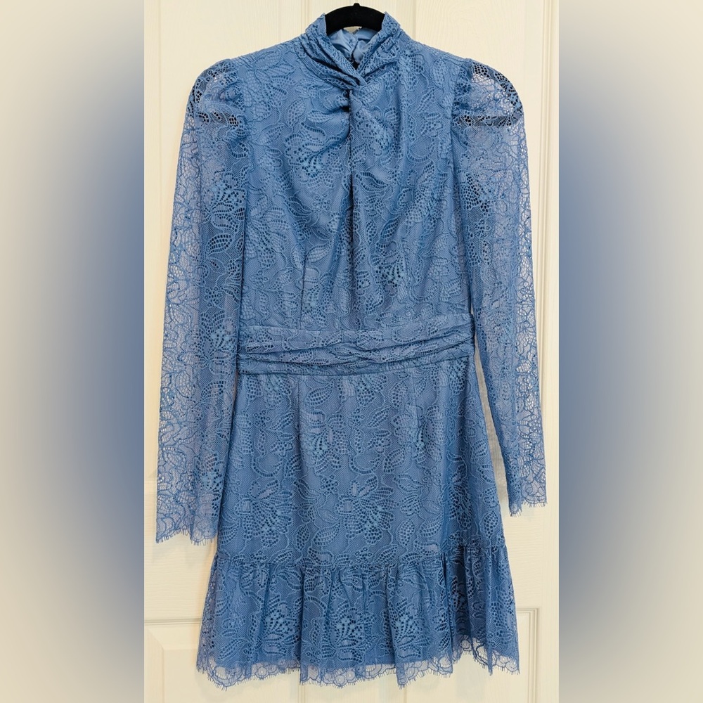 SAYLOR Blue Lace Dress Long Sleeve